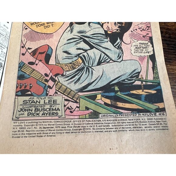 Marvel Comics Group My Love Issue 36 September 1975 Romantic Bagged Boarded - Picture 3 of 5